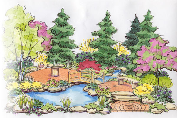 Landscape Design Drawing for Cleveland Botanical Show by H&M Landscaping Company