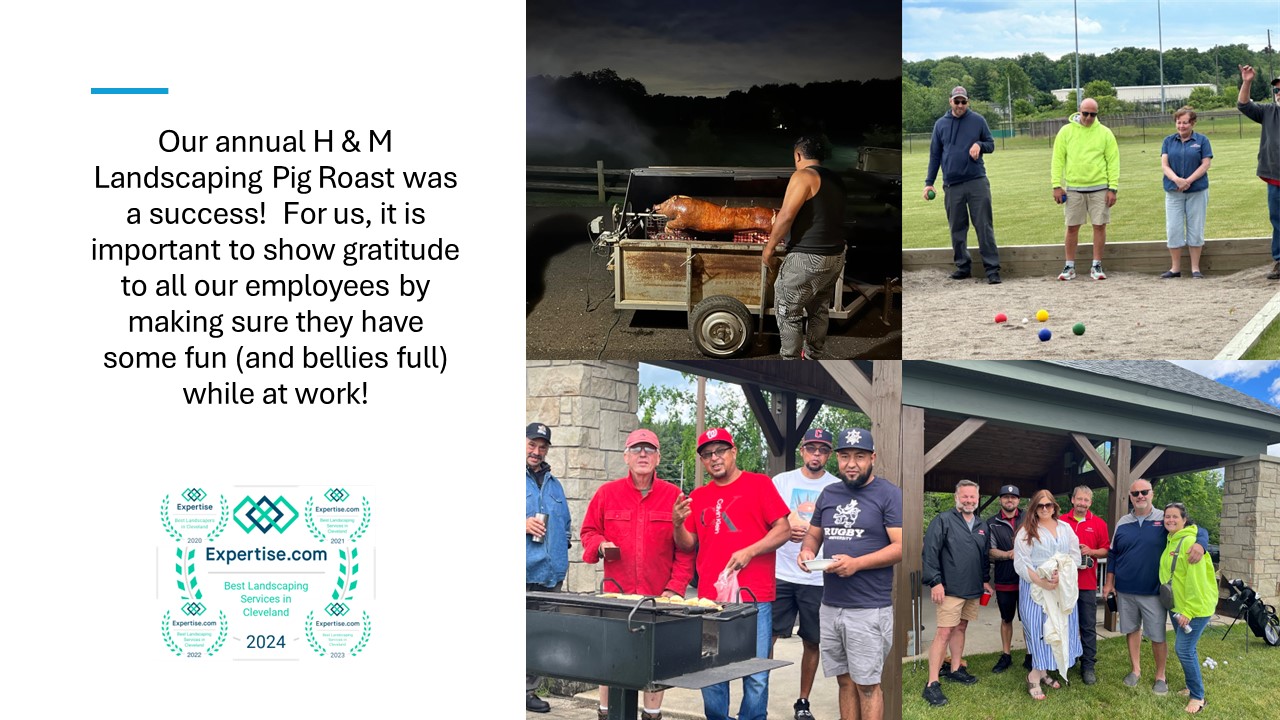 Cleveland Area Landscaping Employees Enjoying Pig Roast Together