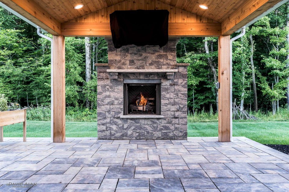 Cleveland Landscaping Company Project Covered Pavilion & Fireplace